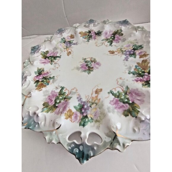 Antique MZ Austria Finger Hole Platter Collectible Hand Painted Platter 10 1/4" - Picture 16 of 16